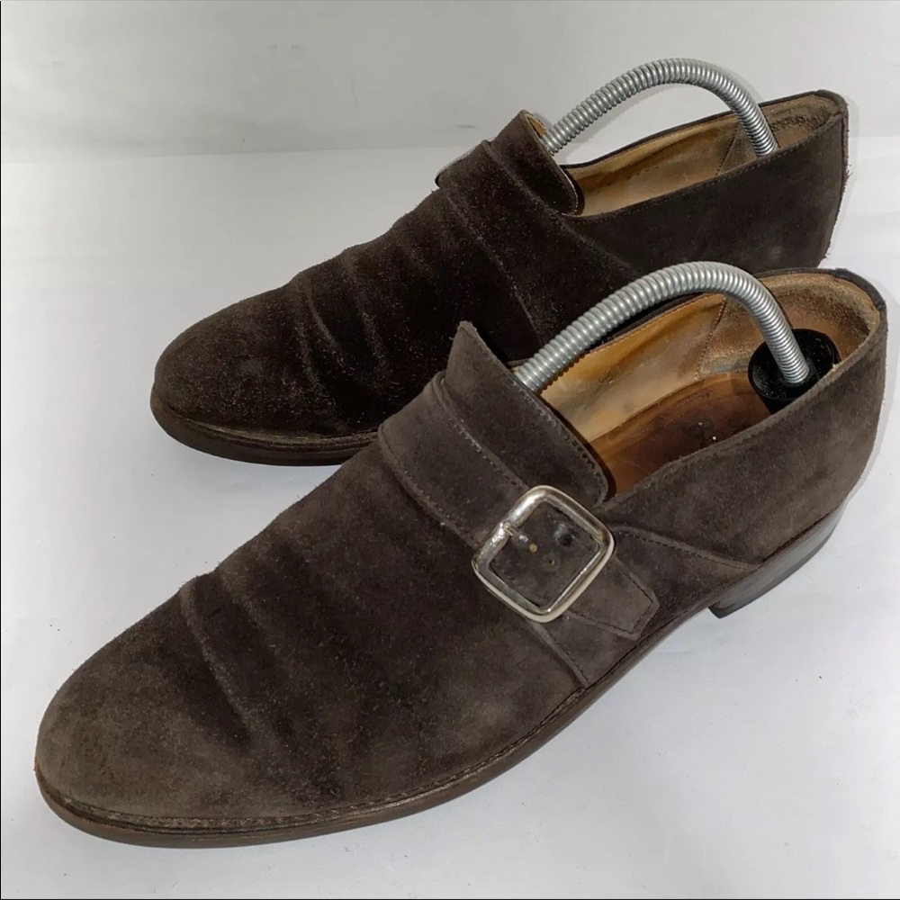 Berwick 1707 Single Monk Strap Brown Suede Shoes Size 8